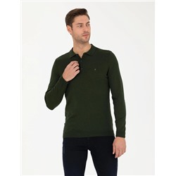 Koyu Yeşil Slim Fit Basic Kazak