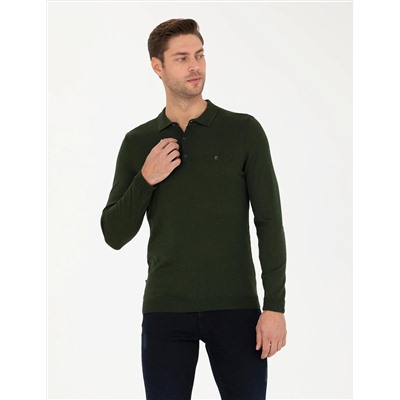 Koyu Yeşil Slim Fit Basic Kazak