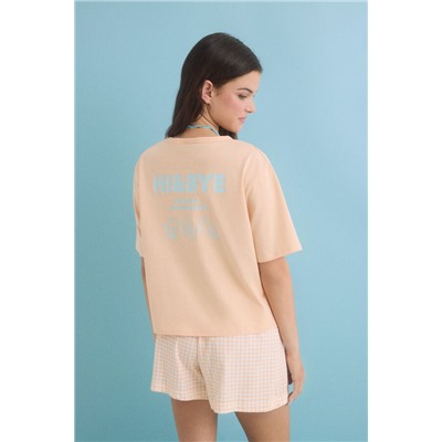 Pijama corto 100% algodón naranja