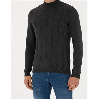 Antrasit Melanj Slim Fit Kazak