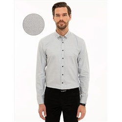 Gri Slim Fit Uzun Kollu Gömlek