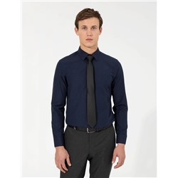 Lacivert Slim Fit Uzun Kollu Klasik Gömlek