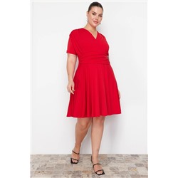 Kırmızı Kruvaze Mini Örme Elbise TBBSS24AH00174
