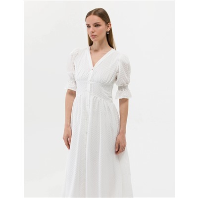 Ekru Regular Fit Dokuma Elbise