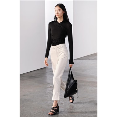 DRAPED VISCOSE T-SHIRT