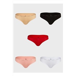 U.S. Polo Assn.Kadın Mix Renkli 5'li Paket Likralı Pamuklu Modal Düşük Bel Slip Külot