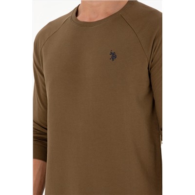 Erkek Haki Basic Sweatshirt