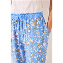 Pantalón largo viscosa flores azul