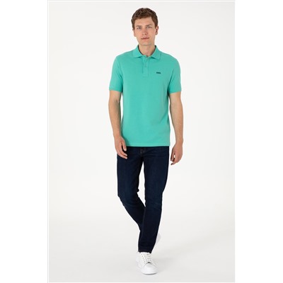 Erkek Polo Yaka Mint Basic Tişört