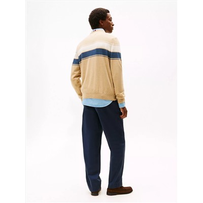 Block-Stripe Crewneck Sweater