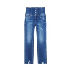 Vaquero skinny fit de tiro alto Azul