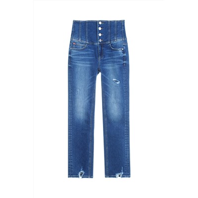 Vaquero skinny fit de tiro alto Azul