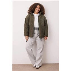 Haki Winter Essentials Kalın Polar Fermuarlı Dik Yaka Cepli Örme Sweatshirt TBBAW26AO00022