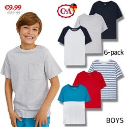 Multipack 6er - Kurzarmshirt - Bio-Baumwolle