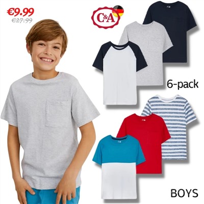 Multipack 6er - Kurzarmshirt - Bio-Baumwolle