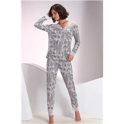 Sevim Kadın Çiçekli Düğmeli Pijama Takım 12538