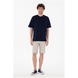 Erkek Oversize Fit Bisiklet Yaka Lacivert Tişört