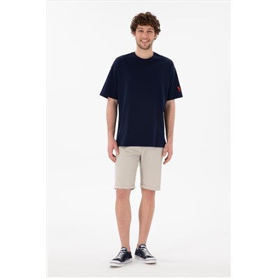 Erkek Oversize Fit Bisiklet Yaka Lacivert Tişört