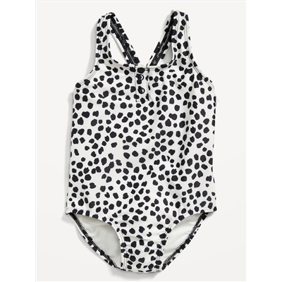 Printed One-Piece Henley Swimsuit for Toddler Girls
