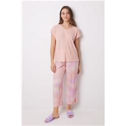 Pijama Capri estampado tiedye naranja