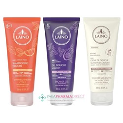 Laino Shampooing Douche Agrumes + Gel Douche Figue + Crème de Douche Karité 3x200mlLot  × 3