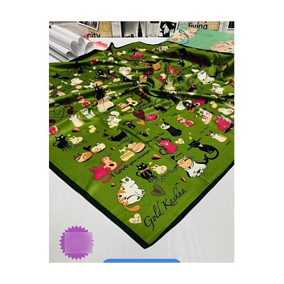 Платок женский с принтом - кошки (90*90 см.) арт. 249985