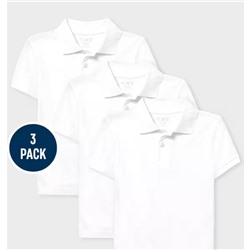 Boys Uniform Soft Jersey Polo 3-Pack - white