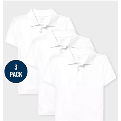 Boys Uniform Soft Jersey Polo 3-Pack - white