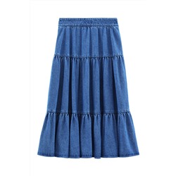 Falda midi vaquera Azul