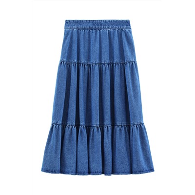 Falda midi vaquera Azul