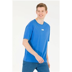 Erkek Saks Comfort Bisiklet Yaka Tişört