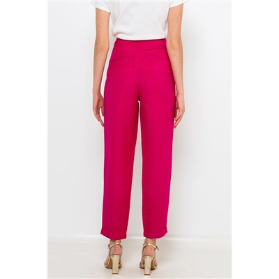 Pantalón carrot de lino Fucsia