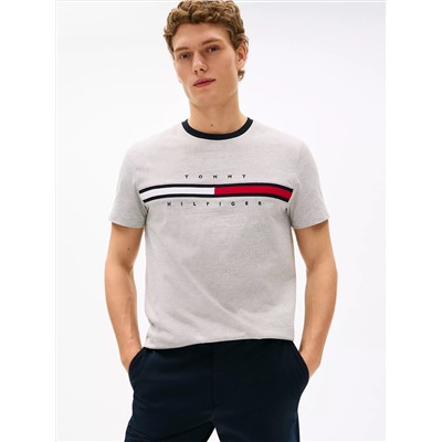Embroidered Flag Stripe Logo T-Shirt