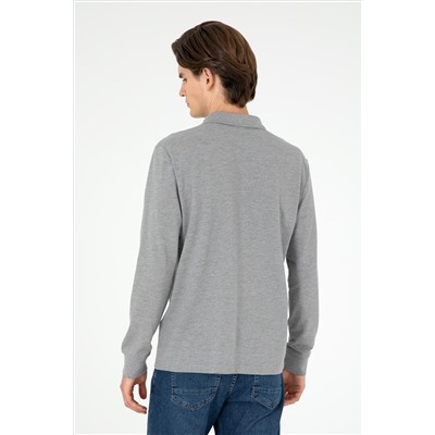 Erkek Gri Melanj Basic Sweatshirt