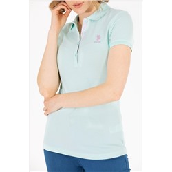 Kadın Su Yeşili Basic Polo Yaka Tişört