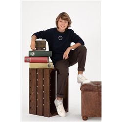 Erkek Çocuk Lacivert Basic Bisiklet Yaka Sweatshirt
