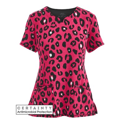Cherokee Infinity Scrubs Fierce Things First Carmine Antimicrobial Print Top