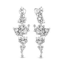 Серьги из серебра с фианитами родированные 925 пробы С-02-1208р00