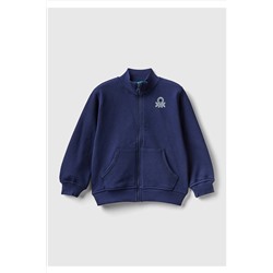 United Colors of BenettonErkek Çocuk Lacivert Benetton Logolu Dik Yaka Sweatshirt Lacivert