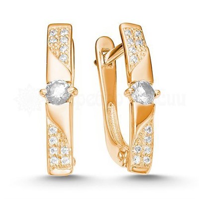 Серьги из золочёного серебра с фианитами 925 пробы 20059-200з