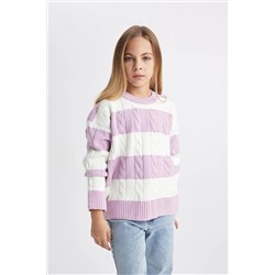 Defacto Kız Çocuk Regular Fit Bisiklet Yaka Kazak B1925A823WN