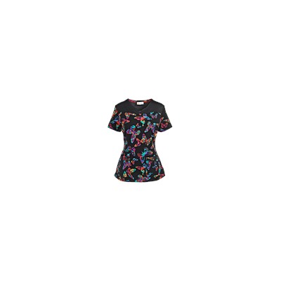 White Cross Scrubs Fly Dye Print Top