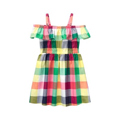 PLAID OFF-THE-SHOULDER DRESS