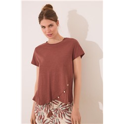 Camiseta manga corta 100% algodón marrón