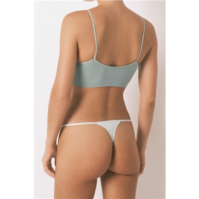 Tanga microfibrafibra tira encaje verde