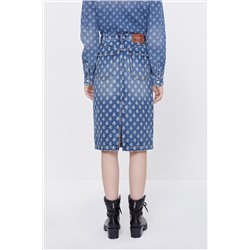 Falda recta vaquera de talle alto Azul claro