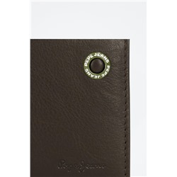 Monedero de piel Badge Castaño