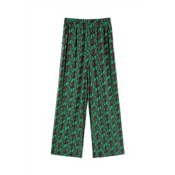 Pantalón palazzo de seda de tiro alto Marrón oscuro