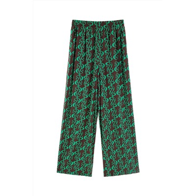Pantalón palazzo de seda de tiro alto Marrón oscuro