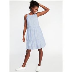 Sleeveless Striped Tiered Dress for Women